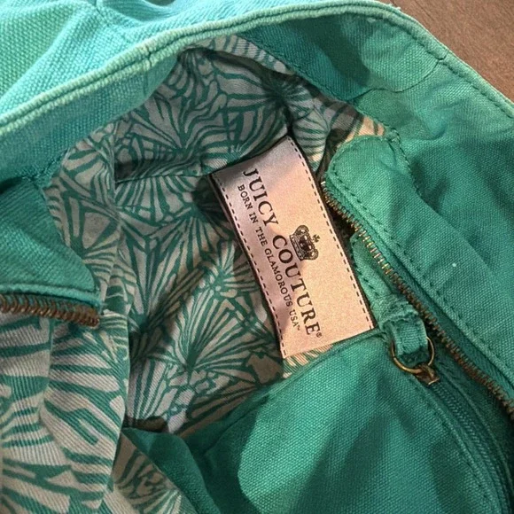 Juicy Couture Y2K Green Rhinestone Juicy Logo Tote Bag - Picture 4 of 4